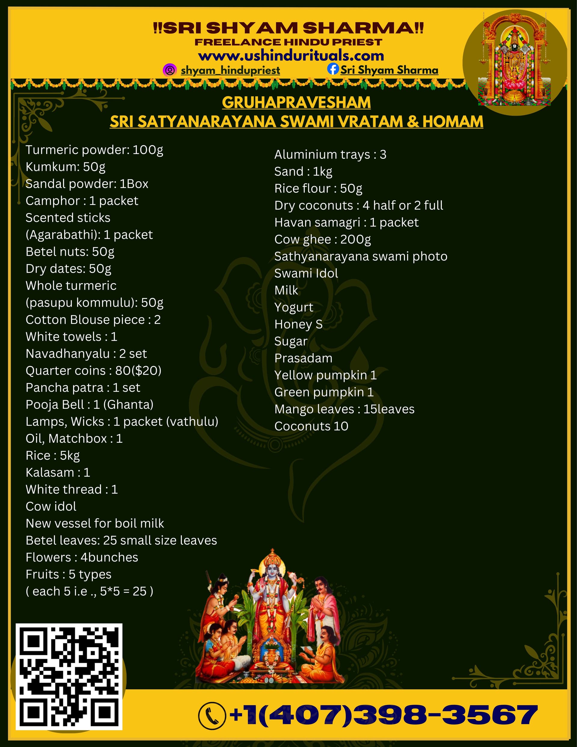 Gruhapravesham (Griha Pravesh) — pooja items list